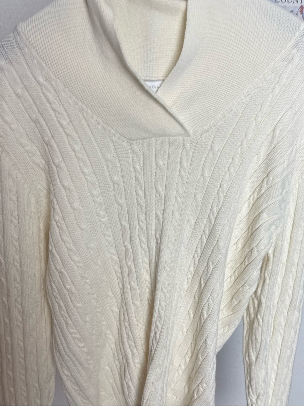 Charter Club Cream Cable-Knit Shawl Collar Sweater Size XL